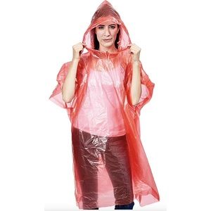 *SOLD* Adult rain poncho with drawstrings - red